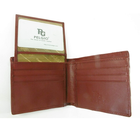 100 %  Real Alligator Red Tint Billfold - Picture 3 of 4